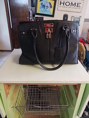 BCBG Paris Black Satchel with Gold Hardware